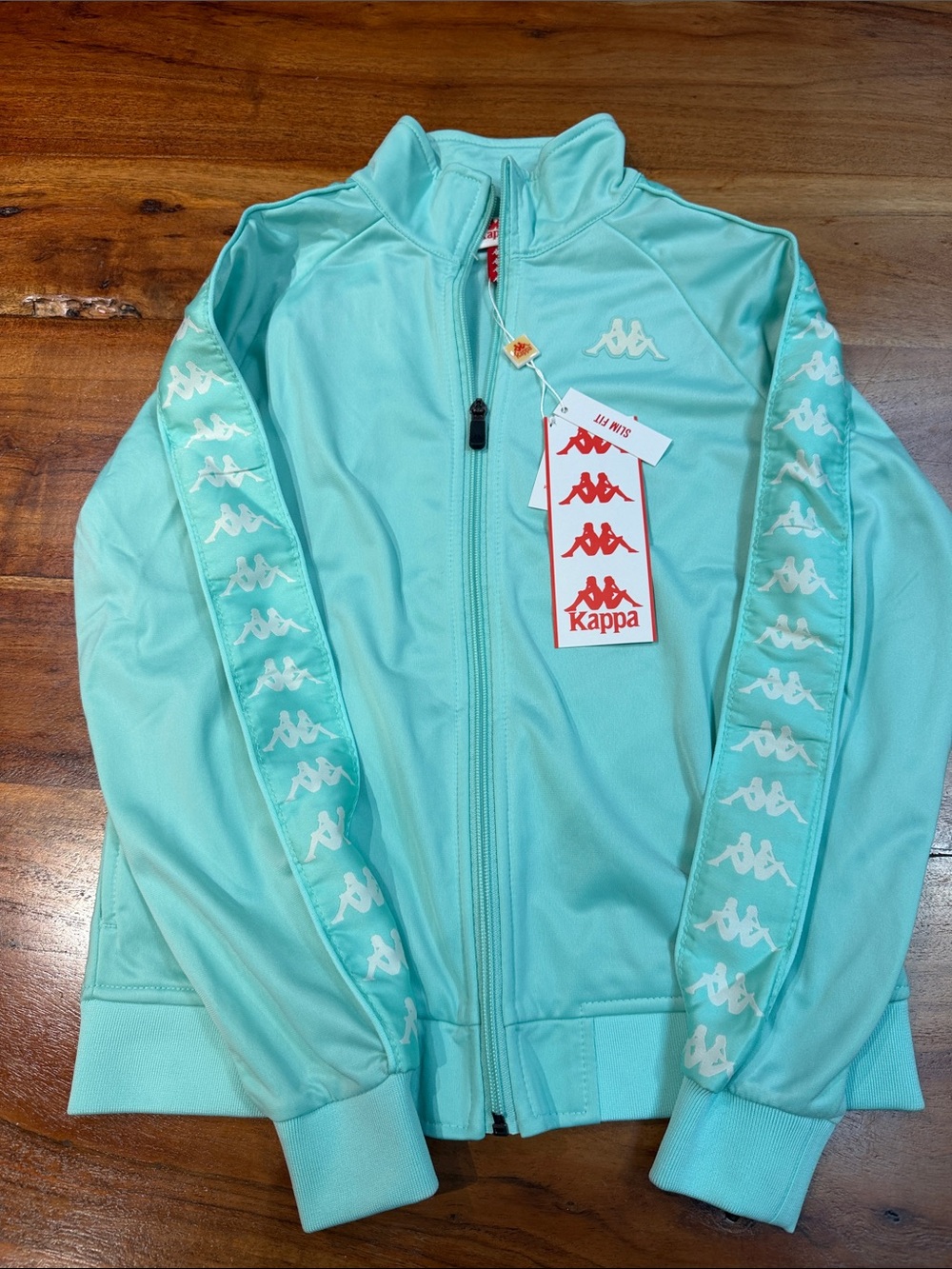 Kappa youth Mint Green Full-Zip Track Jacket with Logo Tape